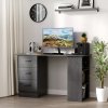 HOMCOM Computer Desk, Writing Table, PC Workstation with 3 Storage Shelves and Drawers, Black Handle, for Home Office