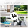 Outsunny 2 Seater Rattan Campanion Chair Wicker Loveseat Outdoor Patio Armchair with Drink Table Garden Furniture - Dark Brown