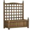 Outsunny Garden Planters with Trellis for Climbing Vines, Wooden Raised Beds for Garden, Free Standing Flower Pot, Indoor Outdoor Display Rack, 64 x 28 x 75 cm, Brown