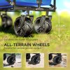 Outsunny 120L Festival Trolley on Wheels, Folding Camping Trolley Cart with Removable Canopy, All-Terrain Wheels, Adjustable Handle and Side Pockets for Garden Beach Fishing Shopping, Blue
