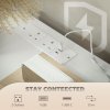 HOMCOM Boucle Chest of Drawers, 8 Fabric Drawers Storage Organiser with Charging Station, 2 USB and 2 AC Ports, Steel Frame, Fabric Dresser for Living Room, Bedroom, Hallway, Cream White