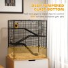 PawHut Hamster Cage with Deep Tempered Glass Bottom, 4 Tier Large Hamster Tank with Hut, Running Wheel, Platforms, Ramps, Food Dish, Water Bottle, for Syrian, Dwarf, Rats, Gerbils, 78.5 x 48.5 x 80cm