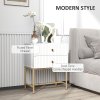 HOMCOM Bedside Table with 2 Drawers, Modern Bedside Cabinet with Storage and Metal Legs for Bedroom, Living Room, White