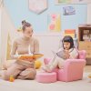 HOMCOM Kids Armchair Toddler Chair Sofa Set with Free Footstool Pink
