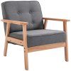 HOMCOM Accent Chair, Linen Fabric Armchair, Occasional Chair with Rubber Wood Frame for Living Room Reception Bedroom Balcony, Grey and Natural