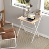 HOMCOM Folding Desk with Monitor Shelf, 70 cm Foldable Computer Desk for Small Spaces, Space Saving Writing Table Workstation for Home Office, Study, Easy Assembly