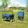 Outsunny 90L Festival Trolley on Wheels, Folding Camping Trolley Cart with Adjustable Handle, Portable for Outdoor, Garden, Shopping, Fishing, Navy Blue