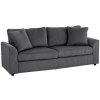 HOMCOM Modern 3 Seater Sofa with Spring Cushion, 212 cm Fabric Jumbo Cord Sofa Couch with 2 Scatter Cushions, Upholstered Corduroy Settee for Living Room, Bedroom, Home Office, Grey