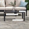 Outsunny Garden Coffee Table, Rectangular Patio Side Table with Steel Frame and Slat Tabletop for Outdoor, Balcony, 101.5 x 61cm, Black