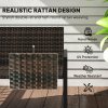 Outsunny 2 Seater Rattan Garden Bench, Outdoor Bench with Quick-Drying Cotton Padding, Wicker Garden Loveseat with Armrests, Steel Frame for Patio, Park, Mixed Brown