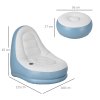 Outsunny Inflatable Chair and Footstool, Inflatable Sofa Lounger with Soft Plush Fabric and Cup Holder, for Camping, Gaming, Reading and Movie Watching, White