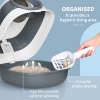 PawHut Foldable Cat Litter Box with Lid, Hooded Cat Litter Tray with High Sides, Air Freshener, Large Two-Way Entrance, Scoop, White