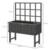 Outsunny Wooden Raised Planter with Trellis for Vine Climbing Plants, Elevated Garden Bed with Drainage Holes and Bed Liner for Vegetables, Flowers, Herbs, 105 x 45 x 140cm, Grey
