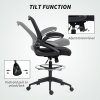 Vinsetto Drafting Chair with Flip-up Armrest, Mesh Office Stool with Foot Ring, 360 Degree Swivel Height Adjustable Chair for Standing Desk, Black