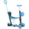 HOMCOM 5 in1 Kids  Scooter 3 Wheel Toddler scooter Kick Scooter with Adjustable Handlebar, Removable Seat & Back Rest for 18 Month+, Blue