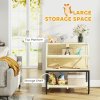 PawHut Hamster Cage, Wooden Gerbil Cage with Storage Shelf, Wheels, Ramps, Water Bottle, Hut, Seesaws, for Dwarf, Syrian, Gerbil