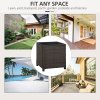 Outsunny Patio PE Rattan Side Table, Square Outdoor Coffee Table w/ Tempered Glass Top, Mixed Brown