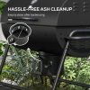 Outsunny Charcoal Barbecue Grill, Portable Barrel BBQ Trolley Smoker with Wheels, Ash Catcher and Thermometer for Outdoor Garden Party Cooking, Black