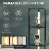 HOMCOM LED Floor Lamp with Shelves, 4 Layers Dimmable Modern Standing Lamp with 3 Brightness Levels and Foot Switch for Living Room, Bedroom, Office, Black