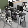 HOMCOM Compact Computer Desk with Storage Shelves, Study Table with Bookshelf, PC Table Workstation for Home Office, Study, Easy Assembly