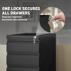 Vinsetto 3-Drawer Filing Cabinet with Lock, Mobile Steel File Cabinet for A4, Legal and Letter Size, Under Desk Drawers with Pre-Assembled Body for Home Office, 30 x 43.5 x 60 cm, Black