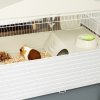 PawHut Guinea Pig Cage with Removable Pet Playpen, Waterproof Pad, Hay Feeder, Water Bottle, Food Dish, Hideaway, Balcony, Soft-Covered Ramp, Wheels, Small Animal Cage for Guinea Pig, Hedgehog