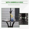 Outsunny 78 cm Round Garden Dining Table with Parasol Hole Antique Cast Aluminium Outdoor Table Only, Black