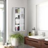 HOMCOM 4 Tier Stainless Steel Wall Mounted Medicine Cabinet Glass Lockable Door Storage Shelves Houseware Bathroom Furniture 60Hx30Wx12D(cm) w/2 Keys