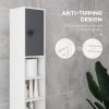kleankin 180cm Tall Bathroom Cabinet, Slim Bathroom Storage Cabinet with 4 Open Shelves, 2 Door Cupboards and Adjustable Shelves