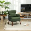 HOMCOM Modern Armchair, Upholstered Corduroy Accent Chair with Thick Padded Seat, Lumbar Pillow, Rubber Wood Legs, Cuddle Chair for Living Room Bedroom Office, Green