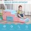 HOMCOM Soft Play Set, 2 Piece Baby Foam Blocks Climb and Crawl Activity Toys, Toddler Soft Play Equipment for 1-3 Years, Pink Blue
