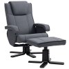HOMCOM Rocker Swivel Recliner Chair with Footstool, Linen Fabric Recliner Armchair with Ottoman, Wood Base, Upholstered Reclining Chair for Living Room, Bedroom, Office, Charcoal Grey