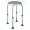 HOMCOM 360° Swivel Seat Bath Shower Stool, Adjustable Height Shower Chair with Aluminium Frame Non-Slip Feet Chair Safe Support Home Assistance, Grey