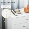 HOMCOM Chest of Drawers, 4 Drawers Storage Cabinet with Metal Rails, Anti-Tip for Playroom, Nursery Room, Hallway, etc