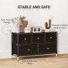 HOMCOM Chest of Drawers, 5 Drawer Fabric Dresser with PU Leather Surface, Steel Frame, Storage Organizer Unit for Bedroom, Living Room, Hallway, Closet, Easy to Assemble, Black
