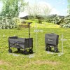 Outsunny 41L Festival Trolley on Wheels, Small Garden Folding Trolley Cart, 60kg Heavy Duty Collapsible Folding Wagon with Adjustable Handle and Carrying Bag for Beach, Camping, Festival, Grey