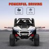 AIYAPLAY 2 Seater Ride on Truck, 24V 7AH Battery Powered Electric Ride On Car with Parental Remote Control, Spring Suspension, 3 Speeds, LED Lights, MP3, Horn, Music, White