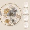 HOMCOM 3D Metal Wall Art Modern Ginkgo Leaves Hanging Wall Sculptures Home Decor for Living Room Bedroom Dining Room, Gold