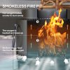 Outsunny Smokeless Fire Pit with Ash Catcher, 37cm Portable Wood Burning Firepit with Poker for Garden Camping Bonfire Party, Metal, Dark Grey