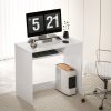 HOMCOM 80cm Compact Computer Desk with Keyboard Tray, Home Office Desk with Drawer for Bedroom Study, White