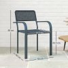Outsunny Garden Chairs Set of 4, Stackable Rattan Effect Dining Chairs with Armrest, Weather Resistant and Lightweight Outdoor Furniture Armchairs for Patio, Balcony, Terrace, Dark Grey