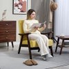 HOMCOM Nordic Accent Chair, Upholstered Velvet Armchair with Solid Wood Frame and Soft Thick Padded for Living Room, Bedroom, Champagne