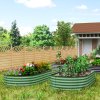 Outsunny Set of 2 Raised Beds for Garden, Outdoor Galvanised Planter Box with Plant Support Stakes, Rubber Strap Edging and Bottomless for Flower, Vegetable, 181 x 93 x 30 cm, Green