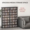 HOMCOM 720 CD/396 DVD Storage Unit, 396 Blu-ray Media Storage Shelf with 16 Compartments and 12 Adjustable Shelves, CD Tower for Living Room, Bedroom, Office
