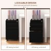 Vinsetto 3-Drawer Filing Cabinet with Lock, Mobile Steel File Cabinet for A4, Legal and Letter Size, Under Desk Drawers with Pre-Assembled Body for Home Office, 37 x 43.5 x 60 cm, Black