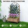 Outsunny Raised Garden Bed with Metal Trellis, Wooden Elevated Planter Box with Wheels and Drainage Holes, Outdoor Raised Planter for Climbing Plants, Fruits, Vegetables, Flowers, Brown