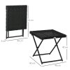 Outsunny Folding Rattan Garden Coffee Table, Small Square Outdoor Bistro Side Table with Rattan Top for Patio, Balcony, Porch, 40 x 40 x 40 cmBlack