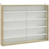 HOMCOM 5-Tier Wall Mounted Display Cabinet, Display Case with 4 Adjustable Shelves, Glass Doors for Home Office Ornaments 60x80cm, Natural
