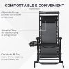 Outsunny Garden Rocking Chair Folding Recliner Outdoor Adjustable Sun Lounger Rocker Zero-Gravity Seat with Headrest Side Holder Patio Deck - Black
