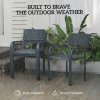 Outsunny Garden Chairs Set of 4, Stackable Rattan Effect Dining Chairs with Armrest, Weather Resistant and Lightweight Outdoor Furniture Armchairs for Patio, Balcony, Terrace, Dark Grey